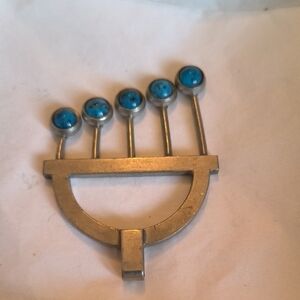 Georg Jensen Silver-Tone Pendant with Blue Cabochons Serial Number 291 To Verify